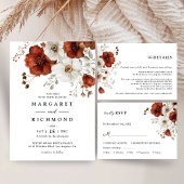 Rood & Wit Rustieke Waterverf Floral Save The Date Kaart