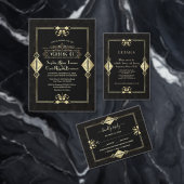 Elegant Goud Zwart Roaring 20's Art Deco Bruiloft Gastenboek (Personaliseer de collectie van deze zelfstandige maker.)