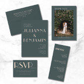 Minimalistisch Blauwgroen bruidsbruiloft online RS RSVP Kaartje