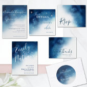 Whimsical Blauw Wit Sneeuwvlok Bruiloft RSVP Kaartje