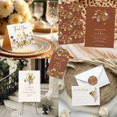 Terracotta Wildflower Boho Fall Wedding Kaart