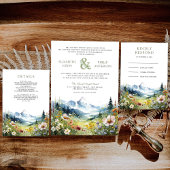 Wildflower Mountain Meadow QR Code Bridal Shower Kaart