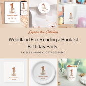 Woodland Fox Een boek lezen 1e verjaardagsfeestje Kaart