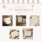  Yellow Gingham Silly Goose 1st Birthday Kaart
