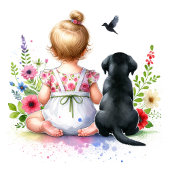 Een meisje en haar puppy | Het is een meisje Ronde Sticker