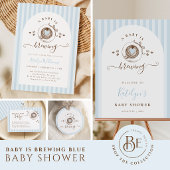 Baby Is Brewing Blue Stripes Bedankkaart