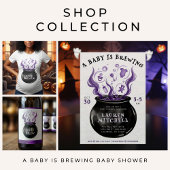 Baby Brew Witch Cauldron Halloween Baby shower Cadeaulabel