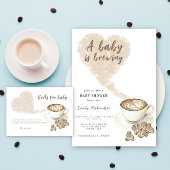 Koffie thema Baby shower Hoe groot is mama's buik Informatiekaartje