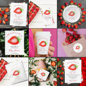 Kleine Aardbei Baby shower Luier Raffle Informatiekaartje