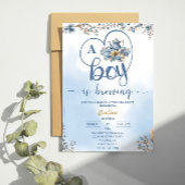 Elegant A Boy Is Brewing Tea Party Baby shower Kaart