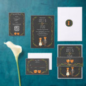 Whimsical Forest Cats Rustieke bruiloft Uitnodigingen Wikkel (Personaliseer de collectie van deze zelfstandige maker.)