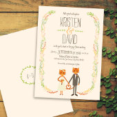 Whimsical Forest Cats (Cream) Rustieke bruiloft Uitnodigingen Wikkel