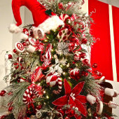 Whimsical Red & White Snoep Threaded kerstboom Kartonnen Onderzetters