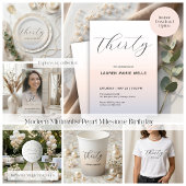 Moderne Pearl Script Verjaardagsfeest Details Informatiekaartje