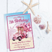 Gepersonaliseerde roze cabriolet verjaardag inpakpapier vel