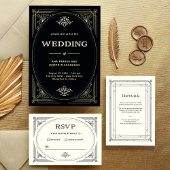 Modern Deco | Elegant Ivory en Gold Wedding Kaart