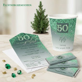 Pretty Falling Green Glitter 50th Birthday Groot Cadeauzakje