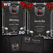 Een gotische symbiose, elegant hart en schedels. acryl uitnodigingen