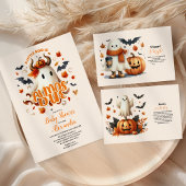 Een kleine boe heeft bijna een Halloween Baby show Kaart