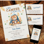 LITTLE CAMPER BLUE WATERVERF BABY SHOWER KAART