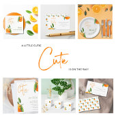 Modern Sinaasappel Cutie Citrus Baby shower Dank u Bedankzakje