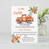kleine cutie oranje truck citrus baby shower kaart