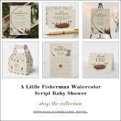 Een beetje Fisherman Waterverf Script Baby shower Kaart