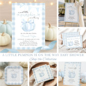 Kleine pompoen op de weg Blue Bow Baby shower Papieren Bekers