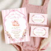 Roze Pompoen Bloemen Baby shower Retouradres Etiket