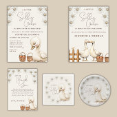 Een Gekke Goose Neutral Boho Baby shower Party Papieren Bordje