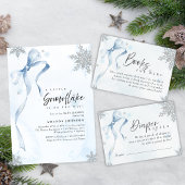 A little Snowflake Blue Bow Glitter Baby Shower Poster