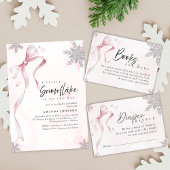A little Snowflake Pink Bow Glitter Baby Shower Kaart