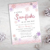 Little Snowflake Winter Roze Baby shower Zilver Bedankkaart