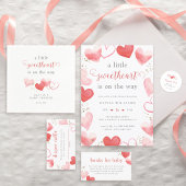 Waterverf Hart Baby shower Diaper Raffle Informatiekaartje