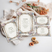 Een klein Baby shower van een meisje met wilde blo Kaart