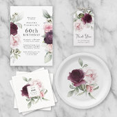 Elegante Bourgogne en Roze Waterverf Botanisch Inpakpapier Vel