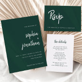 Modern minimalist Emerald Green op wit | Weddensch Kaart