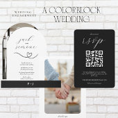 Moderne Colorblock Wedding QR-code | botergeel RSVP Kaartje