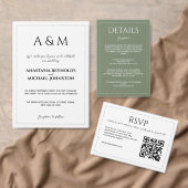 Modern sage green minimalist wedding ronde sticker (Personaliseer de collectie van deze zelfstandige maker.)