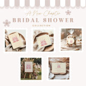 Een nieuw hoofdstuk begint met roze boeken en boog ronde sticker