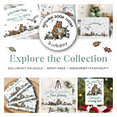 Verhaalboek thema verjaardag dank u cadeaulabel