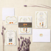 Whimsical Woodland Cat & Fox Paar Bruiloft RSVP (Personaliseer de collectie van deze zelfstandige maker.)