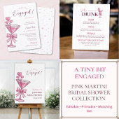 A Tiny Bit Engaged Pink Martini Bridal Shower Bedankkaart