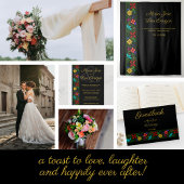 Elegant Black Gold Latijns-Amerikaanse Folk Floral Gastenboek