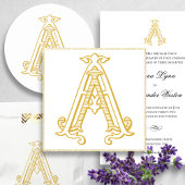 BEWERKBARE KLEUREN Een Monogram Bruiloft Uitnodigi Kaart