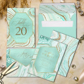 Abstracte Agate Monogram Mint ID827 Fleece Deken