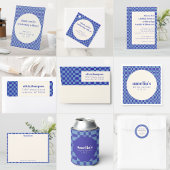 Checkerboard Blue Custom Vrijgezellenfeest Bedankt Reclamebord Met Voetstuk