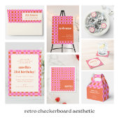 Abstract Checker Roze Sinaasappel Aangepast Vrijge Bedankkaart