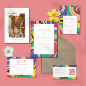 Kleurrijke Abstracte bruiloft uitnodiging