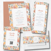 Abstracte Bloemen & Vogels Mid Century Modern Wedd Menu